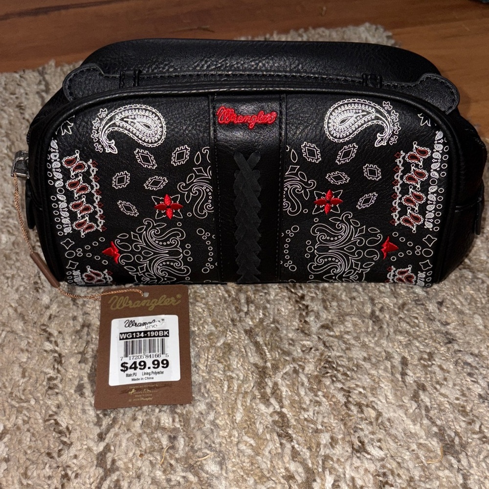 Wrangler Black and Red Paisley Toiletry Bag